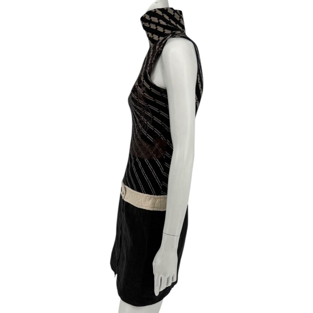 Custo Barcelona Sleeveless High-Neck Mixed-Media Mini Dress – Size 2 - Picture 6 of 16